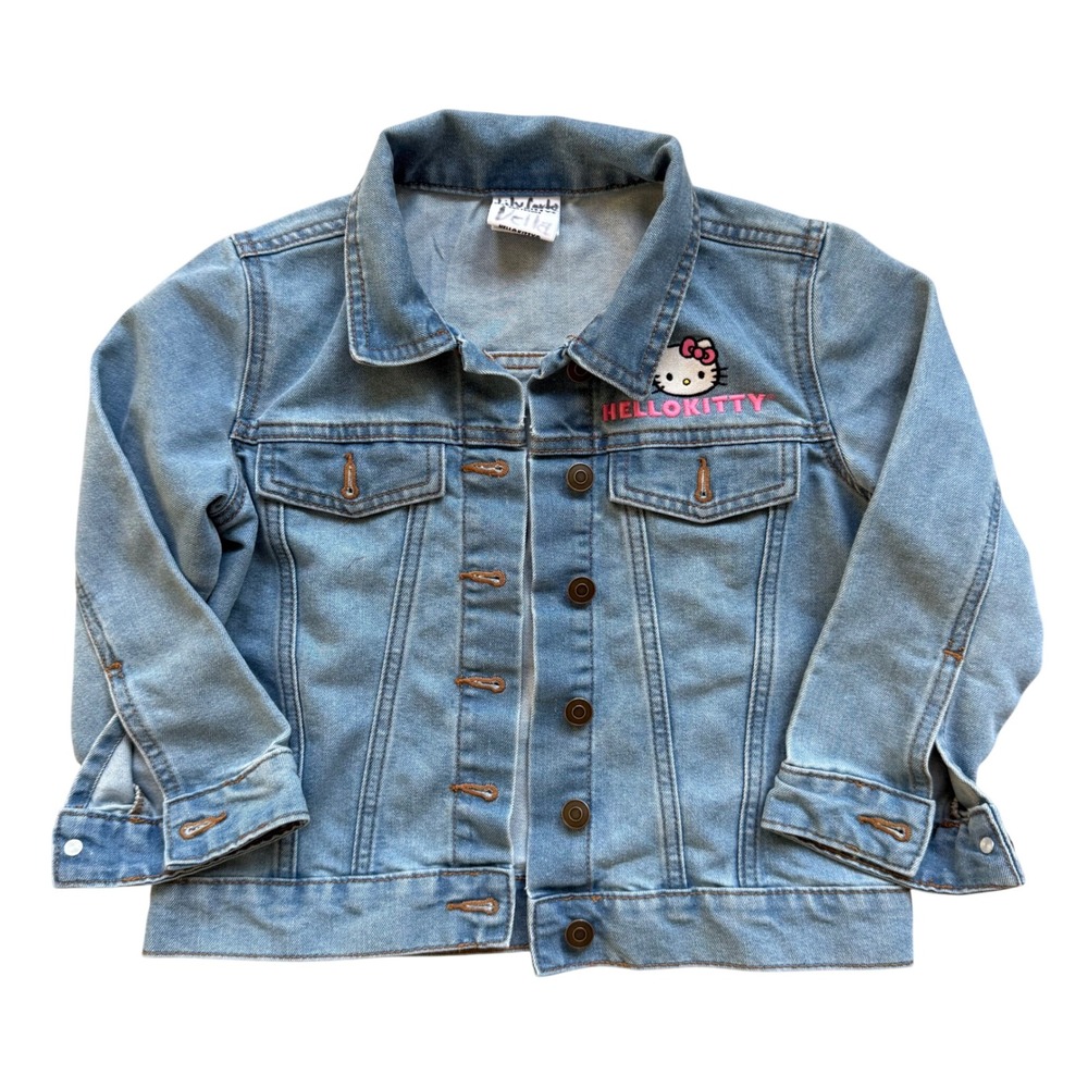 Kids Hello Kitty Denim Jacket Character Spring Blue Jean Jean Jacket Size S 6-6X - Picture 2 of 6